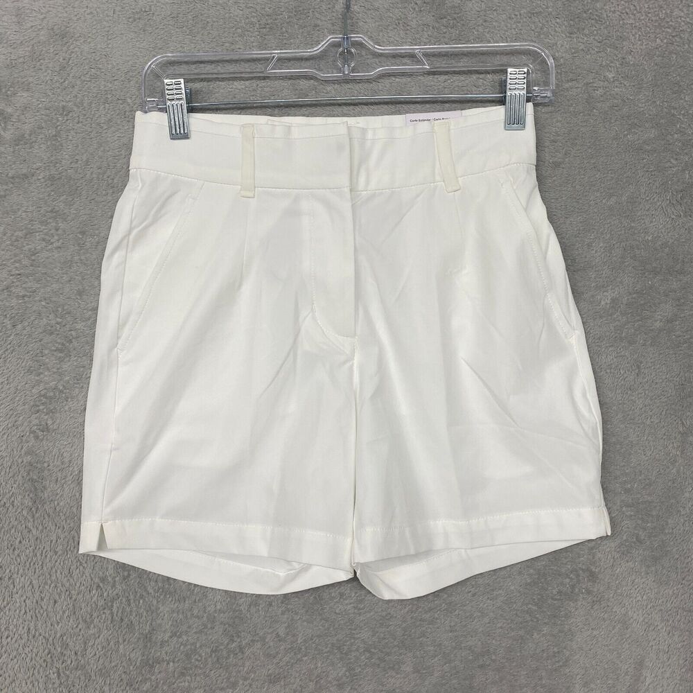 Nike Shorts Womens Extra Small White Golf Dri Fit Pleated Chino Victory 5‎ Inch